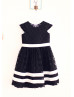 Black Dots Tulle Lace Ivory Stripes Knee Length Flower Girl Dress